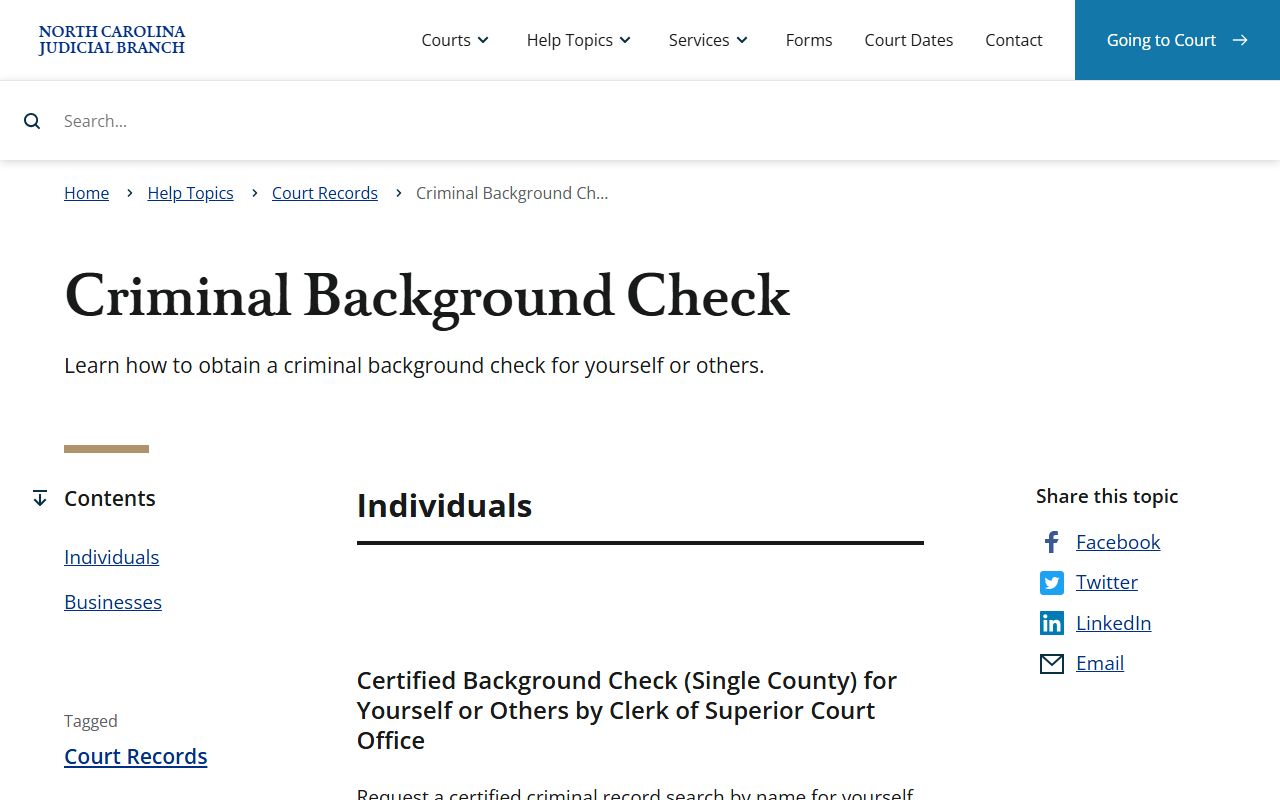 Stokes County Clerk of Superior Court records criminal background check guidance