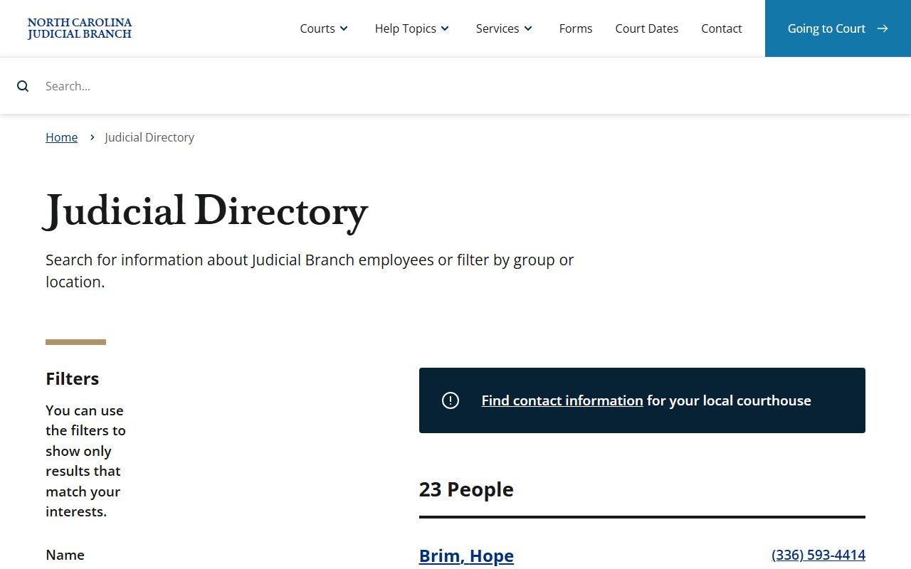 Stokes County court dockets judicial directory contacts