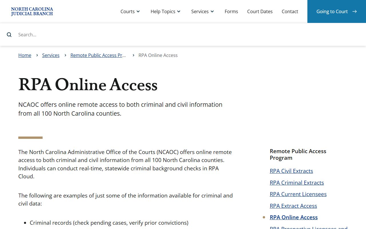 Stokes County court records Remote Public Access program