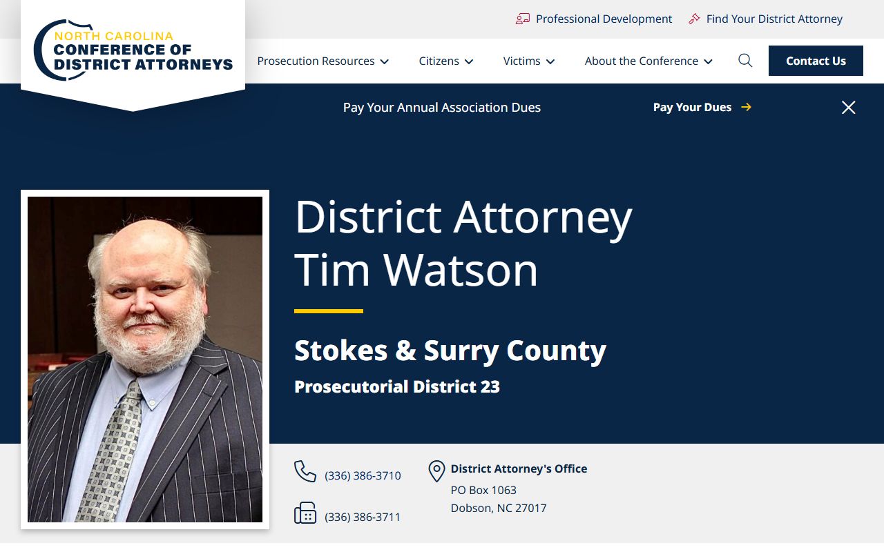 Stokes County criminal court records Prosecutorial District 23 page