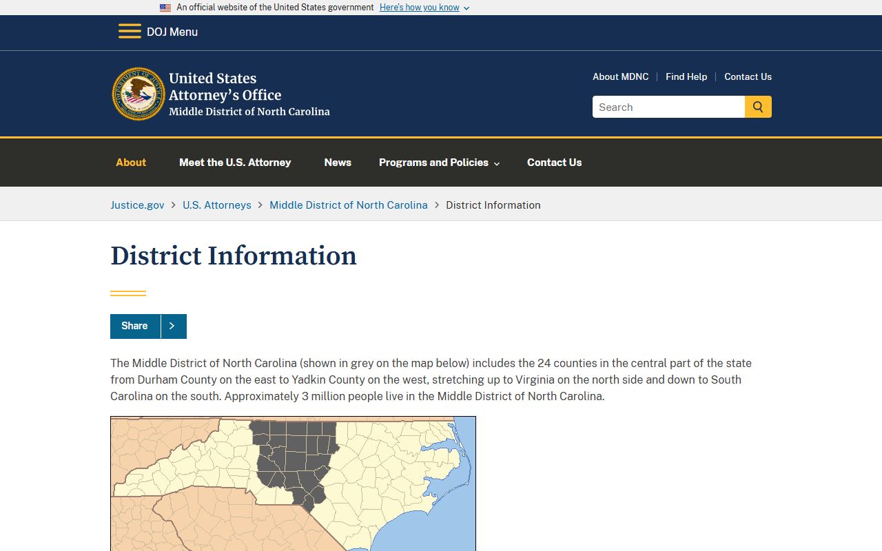 Stokes County District Court Middle District information page