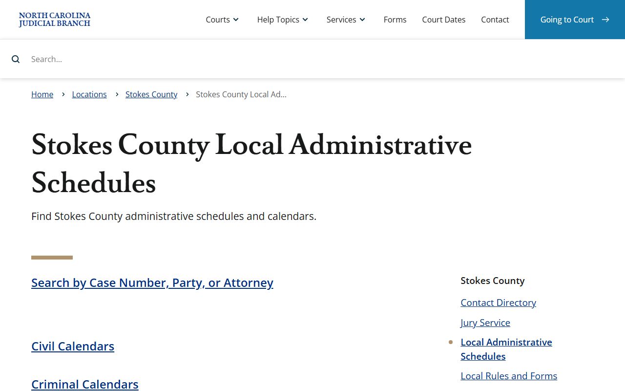 Stokes County court records local administrative schedules