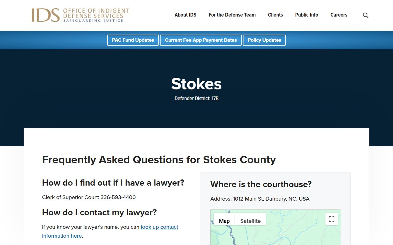 Stokes County court records indigent defense information