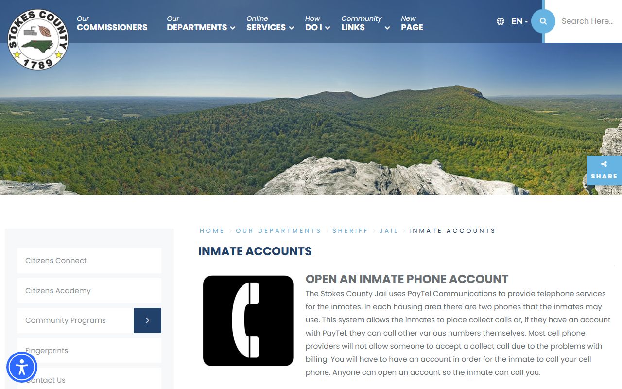 Stokes County inmate records inmate account rules