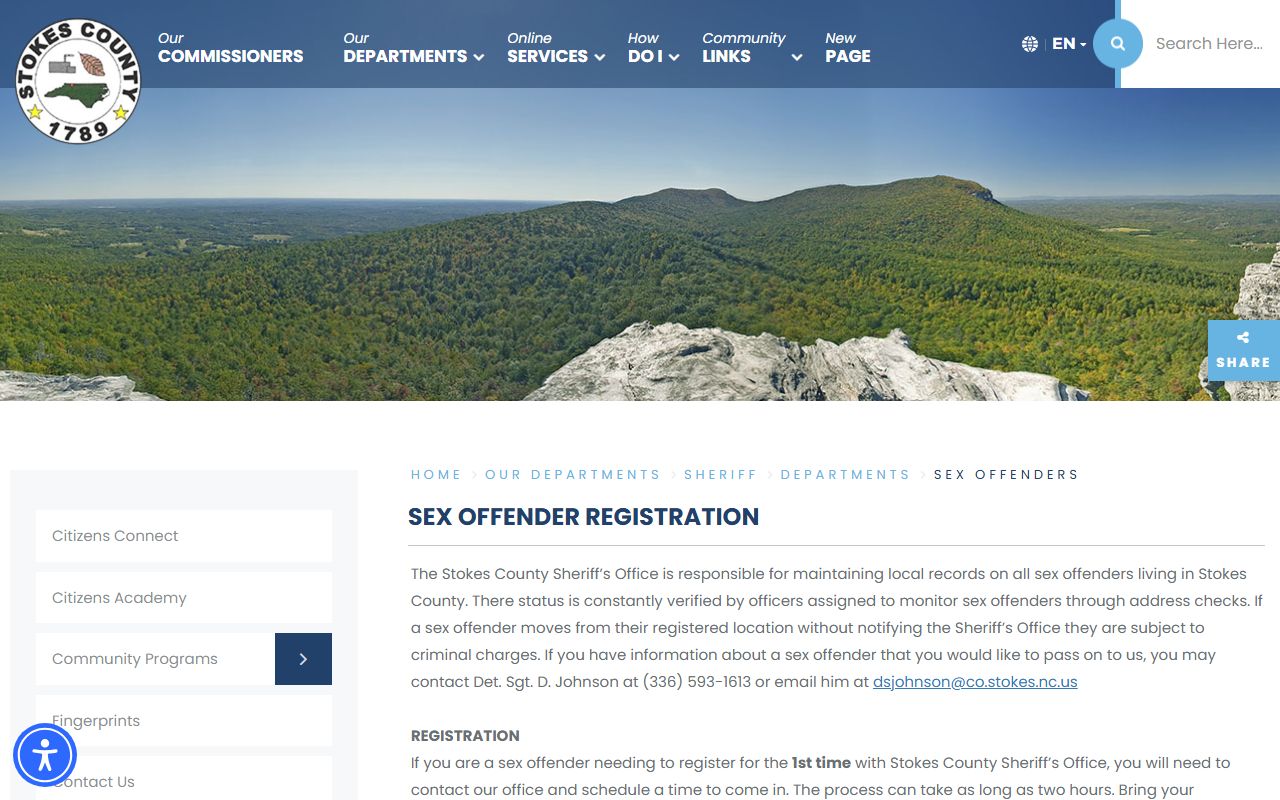 Stokes County warrant records sex offender registration page